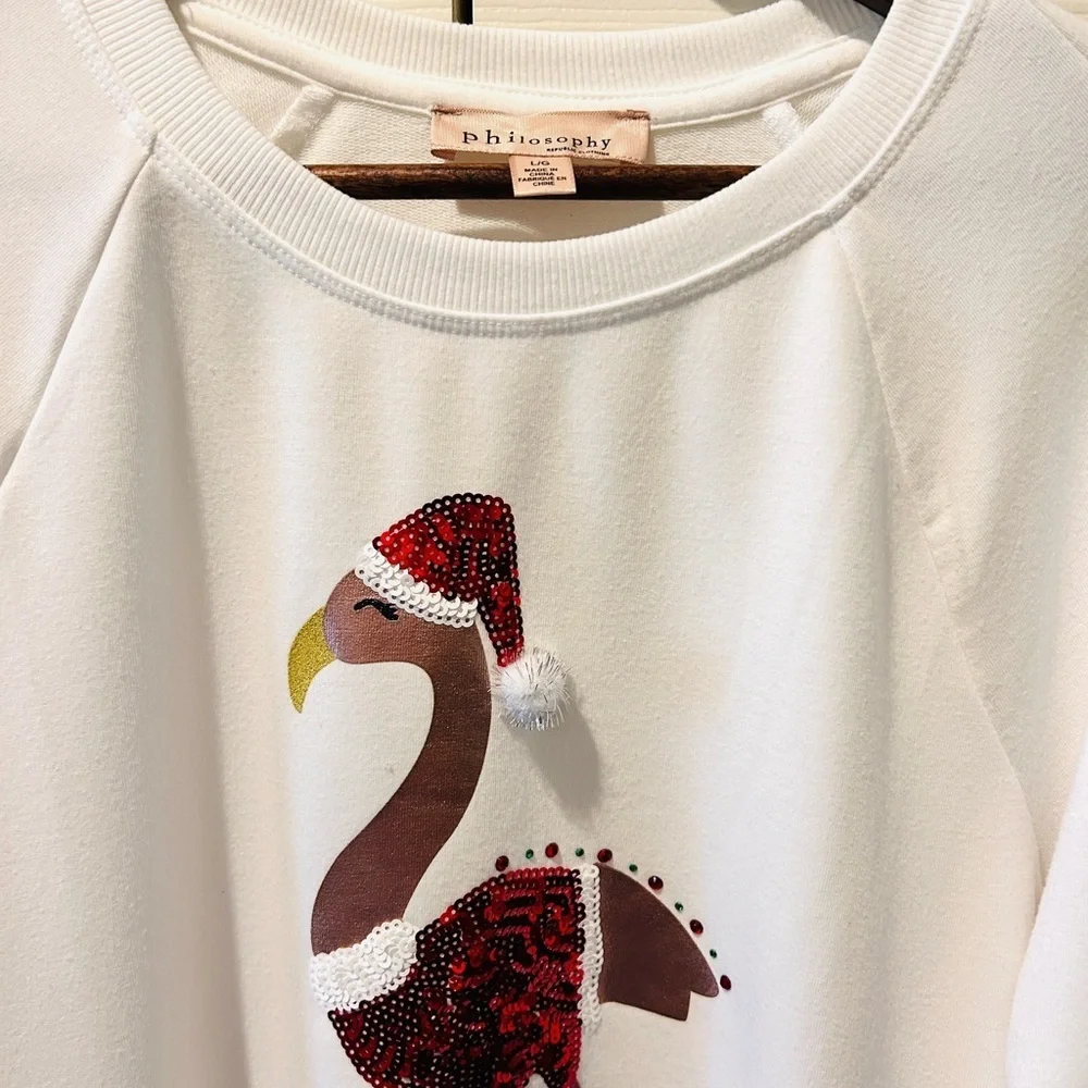 Philosophy Embellished Flamingo Sweatshirt | Size Large